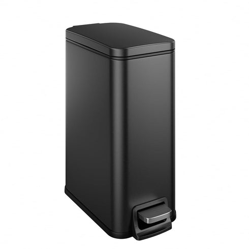 Veelesa Slim Bathroom Trash Can with Soft Close Lid, 1.6 Gallon Stainless Steel Garbage Can with Removable Inner Bucket