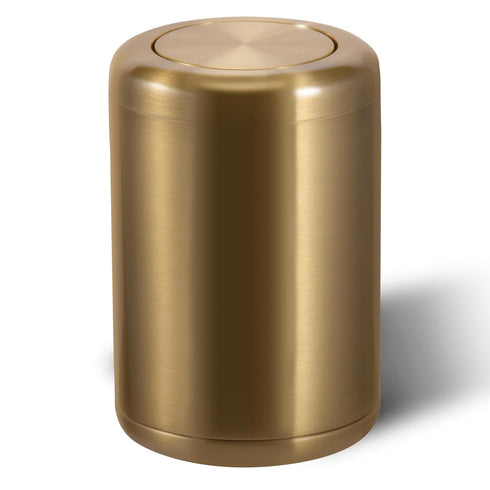 BRIEFHUMAN Waste Can 3 Gallon with Swing Lid,Brushed Stainless Steel Gold Trash Can