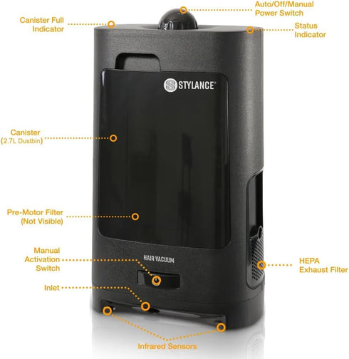 STYLANCE Professional Touchless Vacuum Automatic Dustpan- Ultra Fast Powerful for Sweeping Salon Pet Hair