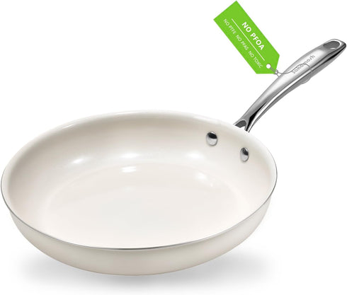 SAKAMOSH 9.5" Ceramic Nonstick Frying Pan, Skillet, Cooking Pan Non Toxic with Stay Cool Handle for Induction