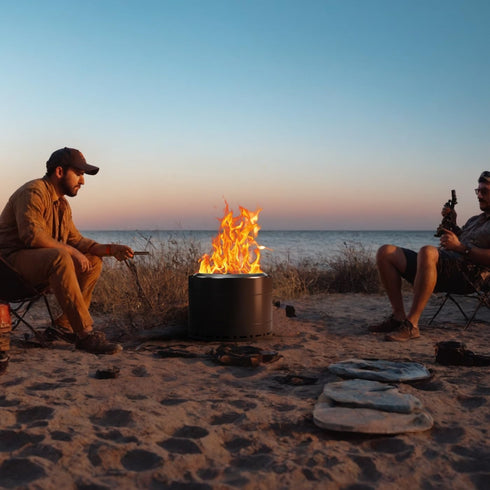 Panovue 19.5 inch Smokeless Fire Pit with Carry Bag, Stainless Steel Outdoor Smokeless Firepit