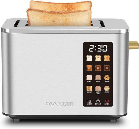 SEEDEEM Toaster 2 Slice, Touch Control Screen, Smart Stainless Toaster, 6 Shade Setting