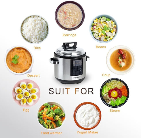 PrepAmeal 6QT 8-in-1 Electric Pressure Cooker Multi-Functional Programmable Non-Stick Pot, Slow Cooker