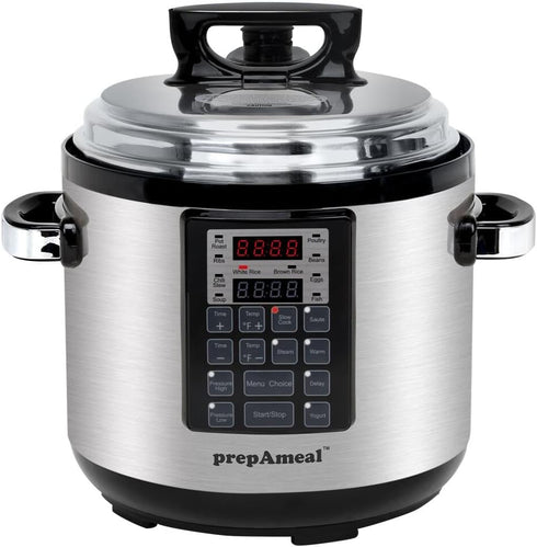 PrepAmeal 6QT 8-in-1 Electric Pressure Cooker Multi-Functional Programmable Non-Stick Pot, Slow Cooker