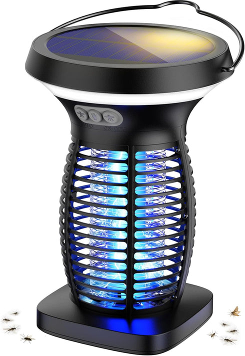 Solar Bug Zapper Outdoor, Mosquito Zapper Outdoor Waterproof Electric Fly Zapper Rechargeable Mosquito Killer