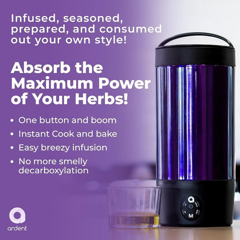 Ardent FX Decarboxylator 110V with Bluetooth Connectivity, 3 in 1 Portable Decarboxylation, Herbal & Oil Infuser Machine