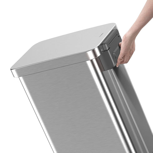 QUALIAZERO 50L/13Gal Heavy Duty Hands-Free Stainless Steel Commercial/Kitchen Step Trash Can