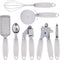 COOK WITH COLOR Kitchen Gadget Set Stainless Steel Utensils with Soft Touch Handles, 7 Pieces, Stainless Steel White