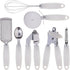 COOK WITH COLOR Kitchen Gadget Set Stainless Steel Utensils with Soft Touch Handles, 7 Pieces, Stainless Steel White