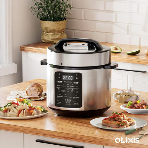 OLIXIS Electric Pressure Cooker 6 Quart Stainless Steel Multi Cooker Electric for Pressure 12-in-1 Rice