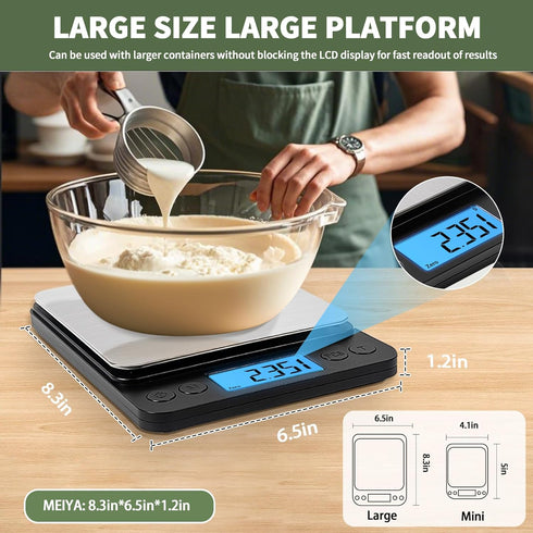MEIYA Food Scale Grams and Ounces, Plus Size Digital Kitchen Scale for Cooking Baking