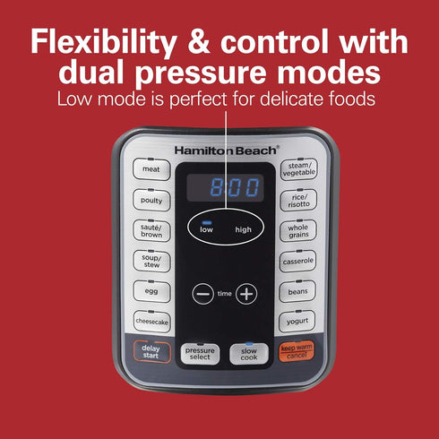 Hamilton Beach 12-in-1 Electric Pressure Cooker with True Slow Cook Technology