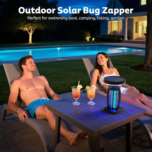 Solar Bug Zapper Outdoor, Mosquito Zapper Outdoor Waterproof Electric Fly Zapper Rechargeable Mosquito Killer