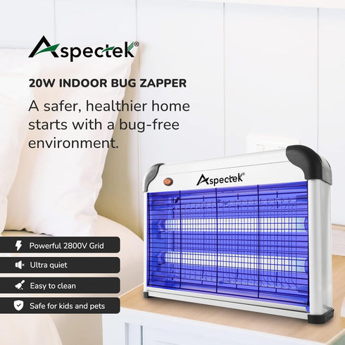 ASPECTEK Powerful 20W Indoor Bug Zapper - Electric Fly Trap, Mosquito Killer with UV Lamp