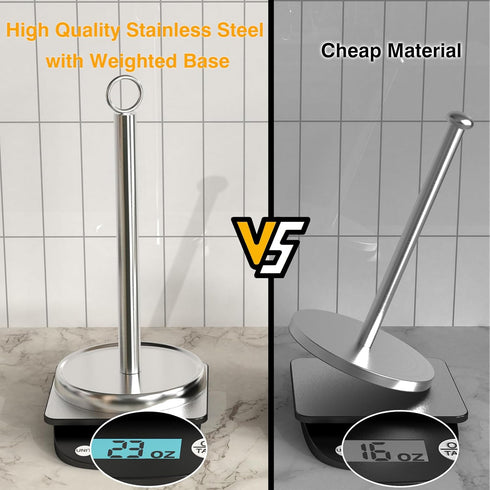 PAROTO Paper Towel Holder Countertop, Stainless Steel, Weighted Base, Paper Towel Stand Holder