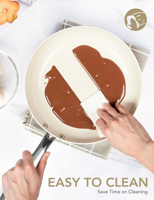 MICHELANGELO Small Frying Pan with Lid, 8 Inch Non Stick Fry Pan, Non Toxic Ceramic Skillet