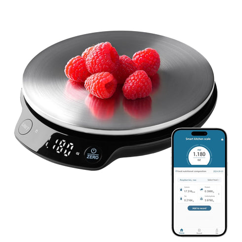 Smart Food Scale with Nutritional Calculator, 0.1g / 0.005oz High Precision, 5kg / 11lb, Free APP with Calorie Counter