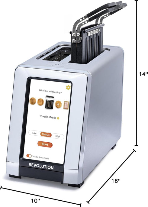 Revolution R180 Connect Smart Toaster + Toastie Press Bundle – Touchscreen, 2-Slice Wide Slot, InstaGLO Tech