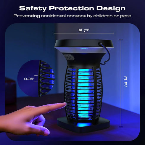 Solar Bug Zapper Outdoor, Mosquito Zapper Outdoor Waterproof Electric Fly Zapper Rechargeable Mosquito Killer