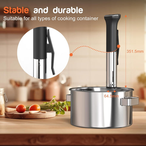 Hobsir Sous Vide Cooker Kit, 1100W Sous Vide Machine with LED, Wifi App Control, Timer, Silence Stainless Steel Immersion Circulator Slow Cooking Machine