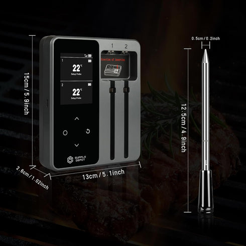 Supply depot Meater Thermometer Wireless, 2 Probes Bluetooth Meat Thermometer