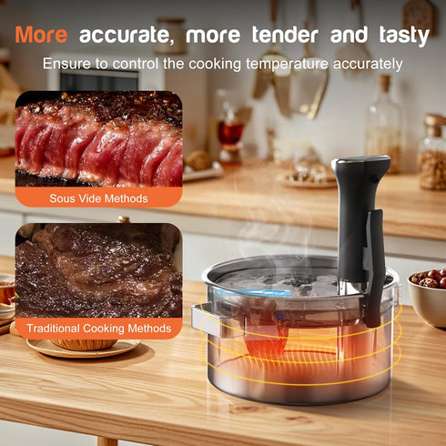 Hobsir Sous Vide Cooker Kit, 1100W Sous Vide Machine with LED, Wifi App Control, Timer, Silence Stainless Steel Immersion Circulator Slow Cooking Machine