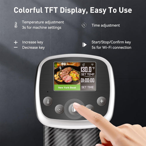 KitchenBoss Wifi Sous Vide Cooker: Sous-vide Machine Ultra-quiet 1100W Precision Cooking Machine
