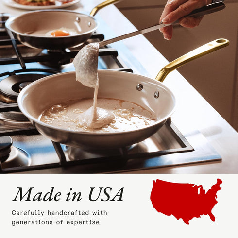 Made In Cookware - 3-Piece (Includes 8",10",12") CeramiClad Non Stick Frying Pan - 5-Ply Stainless Clad with Stay-Cool Handle - Professional Cookware