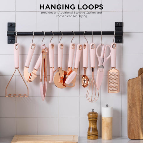 COOK WITH COLOR Kitchen Gadget Set Copper Plated Stainless Steel Utensils