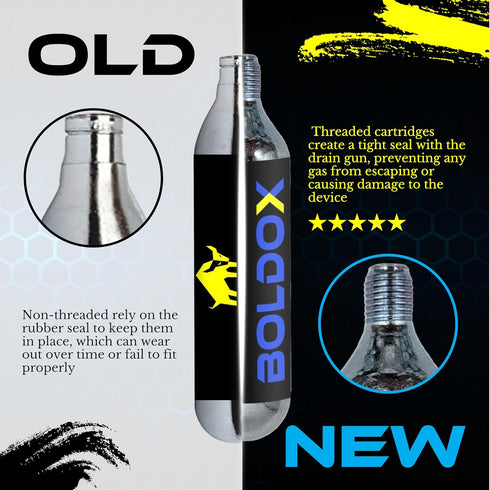 Boldox Drain Gun AC Condensate Line Cleaner with 4 Threaded CO2 Cartridges - Clears Buildup & Debris in AC Drain Tubes