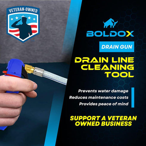 Boldox Drain Gun AC Condensate Line Cleaner with 4 Threaded CO2 Cartridges - Clears Buildup & Debris in AC Drain Tubes