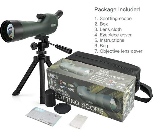 Emarth 20-60x60AE Waterproof Angled Spotting Scope with Tripod
