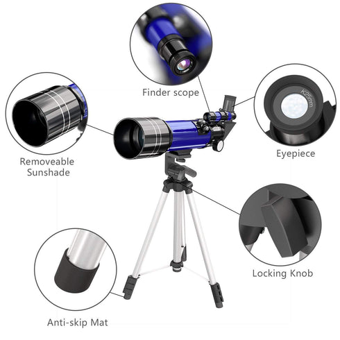 Emarth Telescope, Travel Scope, 70mm Astronomical Refracter Telescope with Tripod & Finder Scope