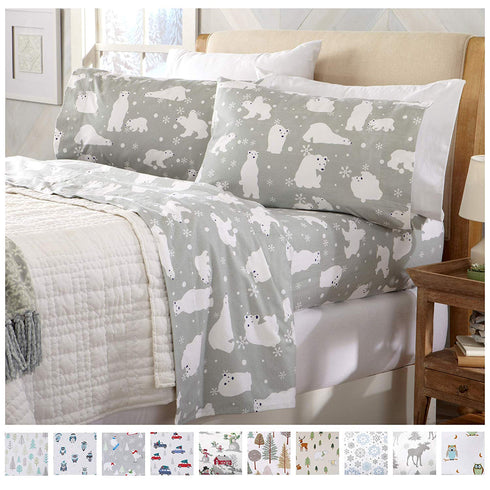 Home Fashion Designs Stratton Collection Extra Soft Printed 100% Turkish Cotton Flannel Sheet Set