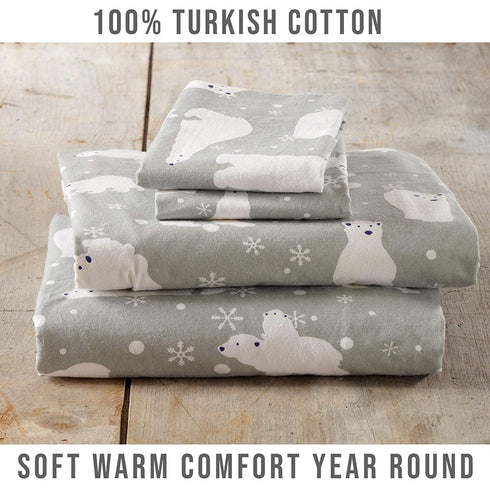 Home Fashion Designs Stratton Collection Extra Soft Printed 100% Turkish Cotton Flannel Sheet Set