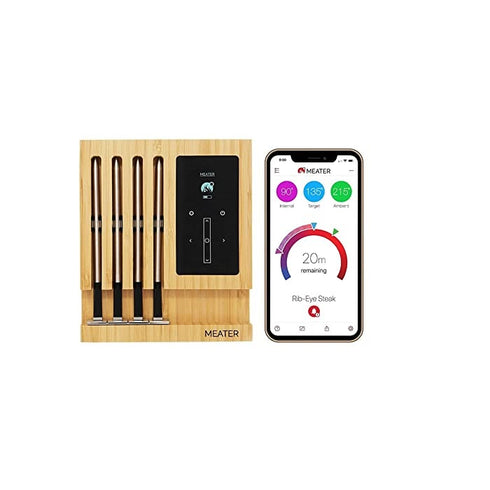 MEATER Block 4-Probe Smart Premium Meat Thermometer with 165ft Long Range Bluetooth and WiFi for The Oven Grill Kitchen BBQ Smoker Rotisserie Bundled with HogoR BBQ Grill Black Glove