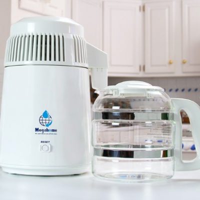 Water Distiller, Countertop, White Enamel, Glass Collection